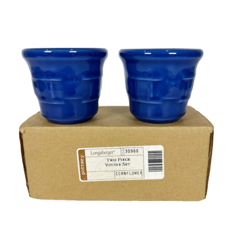 NEW Longaberger Woven Traditions Votive Cups Set of 2 Cornflower Blue USA Made
